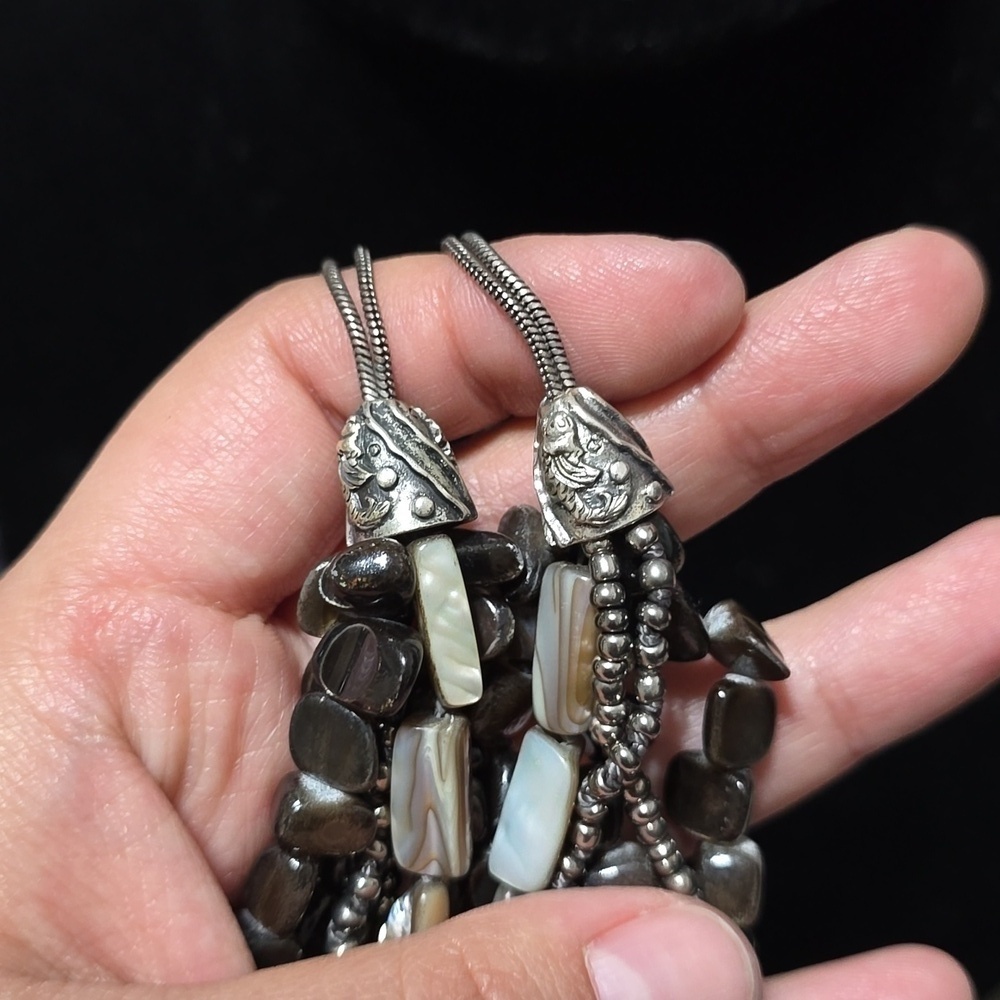 ✨️4/$20 Multi Strand Natural Shell & Glass Beads Silver Chain Necklace - Picture 6 of 15